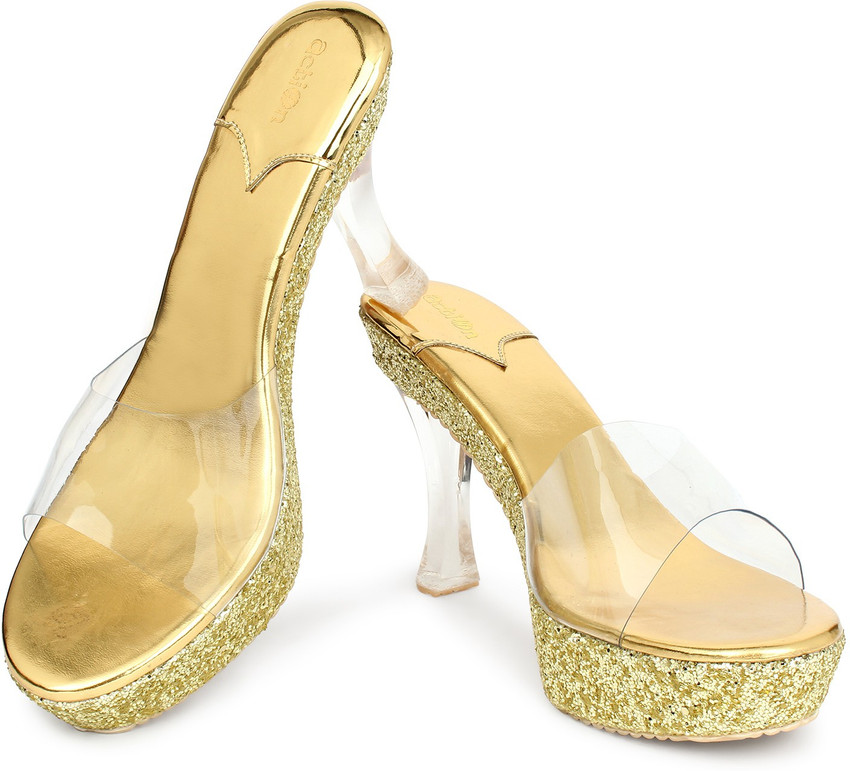 Gold glitter cheap chunky heels