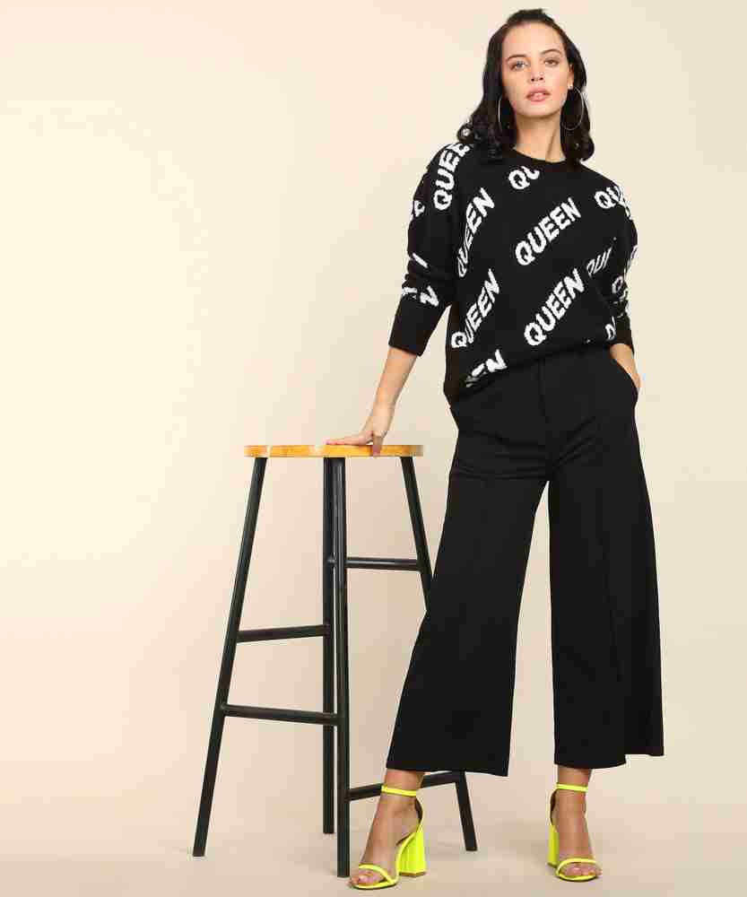 FOREVER 21 Self Design Round Neck Casual Women Black White Sweater Buy FOREVER 21 Self Design Round Neck Casual Women Black White Sweater Online at Best Prices in India Flipkart