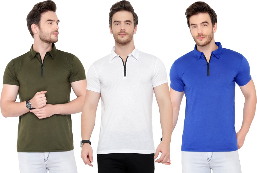 Buy Inkholic Men's Regular Fit Collar Sports Jersey Combo Pack of 3 (Small)  Multicolour at