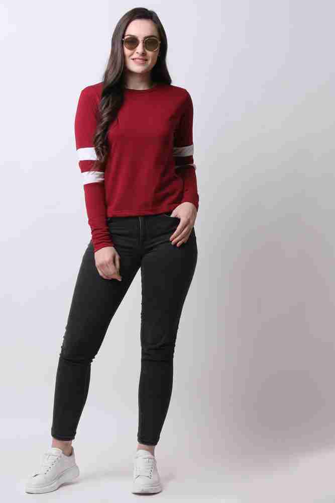 Maroon t shirt with jeans clearance