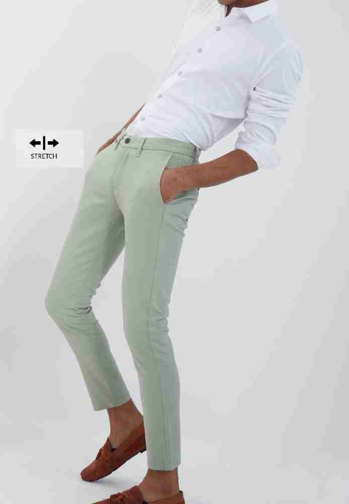 White and green store pants