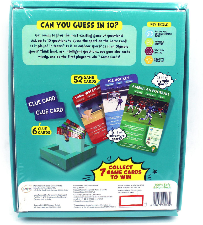 Skillmatics Very Beautiful Guess In 10 Sports World Card Game Set For Kids Very Beautiful Guess In 10 Sports World Card Game Set For Kids shop for Skillmatics products in India. Flipkart