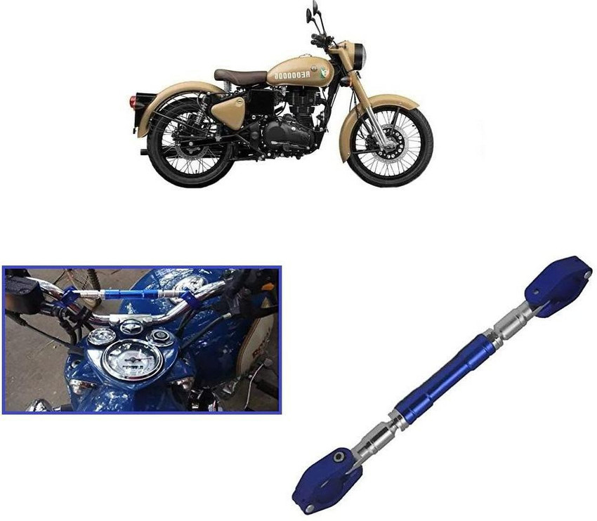 Qiisx Motorcycle Handlebar Cross Bar Blue for Royal Enfield
