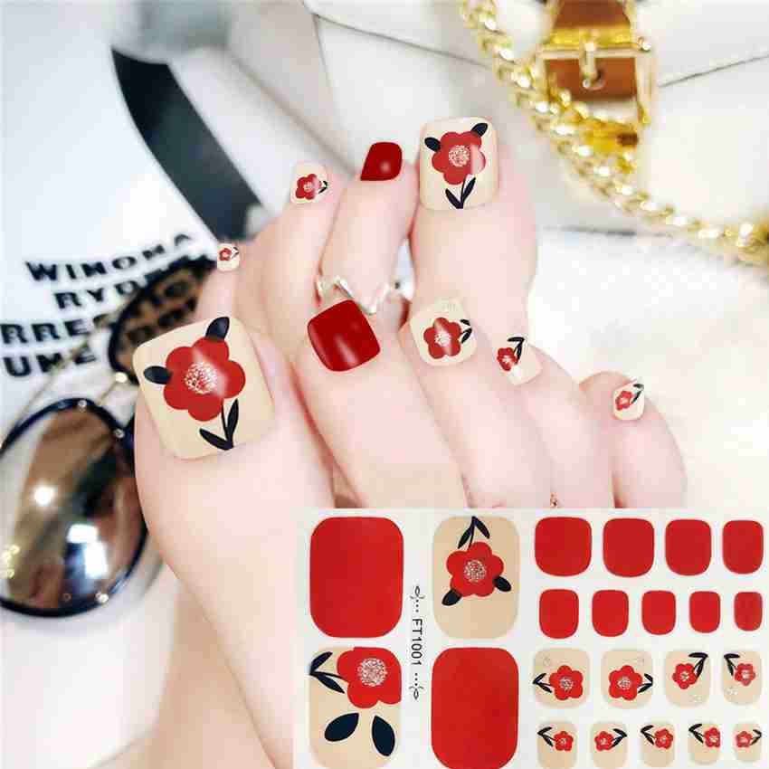 NOYMI Toe Nail Stickers 3 X 22 Stickers 1 X 12 Sticker free Self Adhesive Nail Art Stickers for Toe Price in India Buy NOYMI Toe Nail Stickers 3