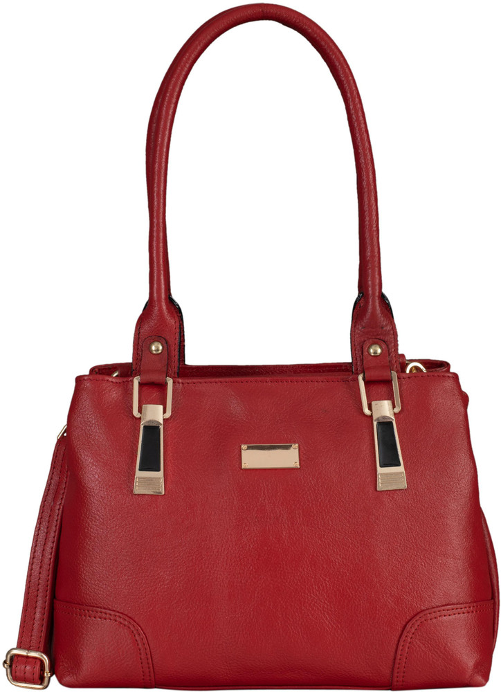 BRAND LEATHER Red Hand held Bag Genuine Leather Designer