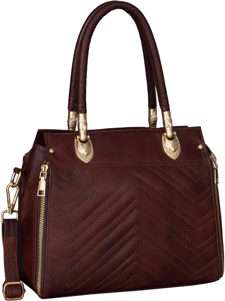 BRAND LEATHER Brown Hand held Bag Women Genuine Leather Satchel Handbag Shoulder Purse Crossbody Bag brown Price in India Flipkart