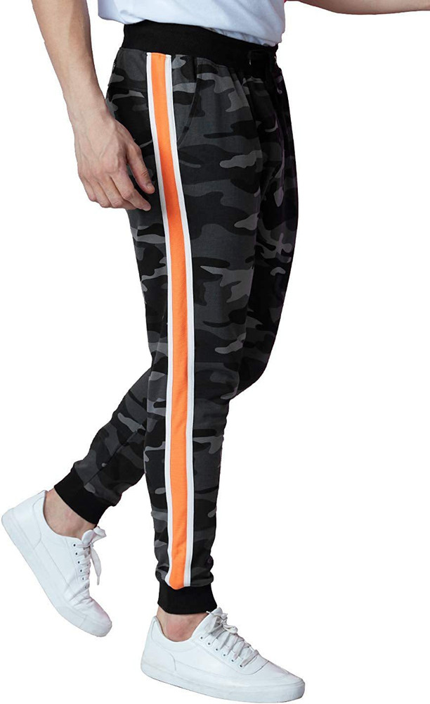 Camo joggers with orange stripe clearance