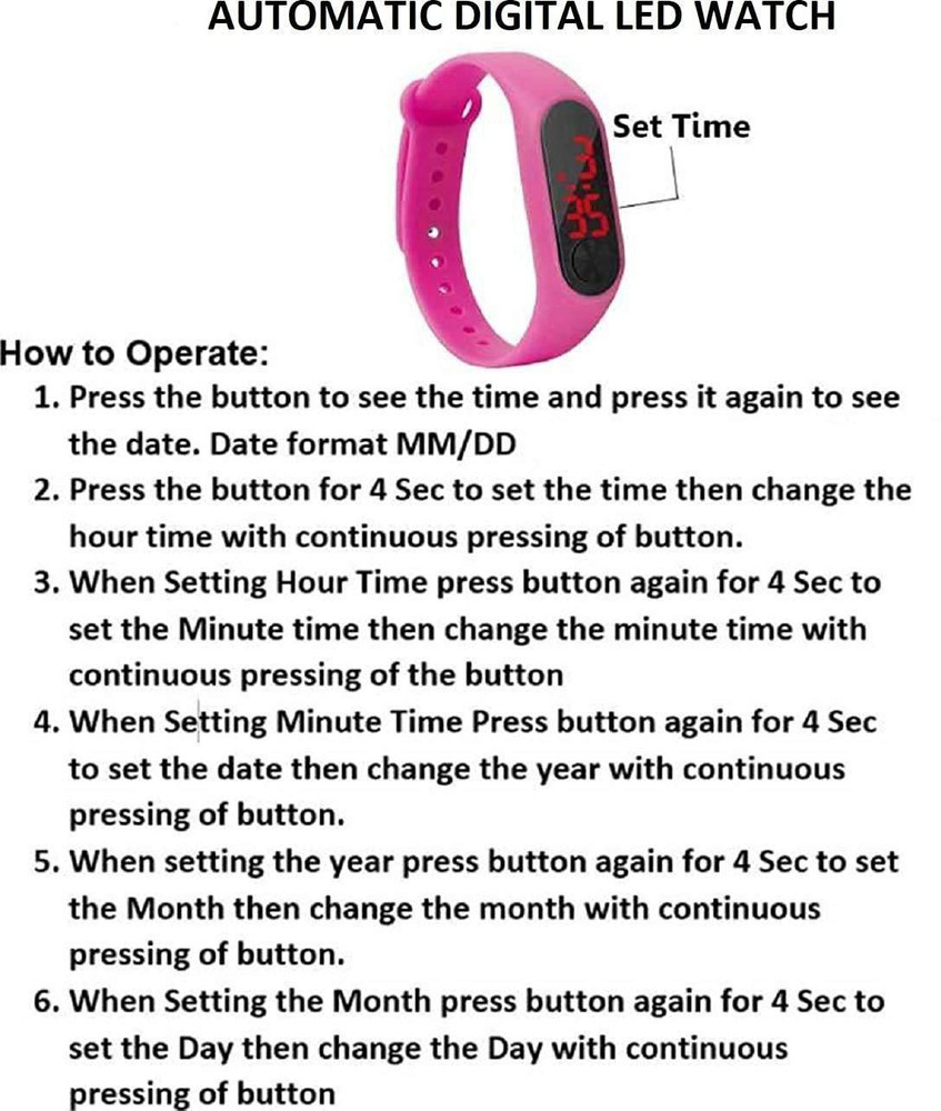 Led watch instructions on sale