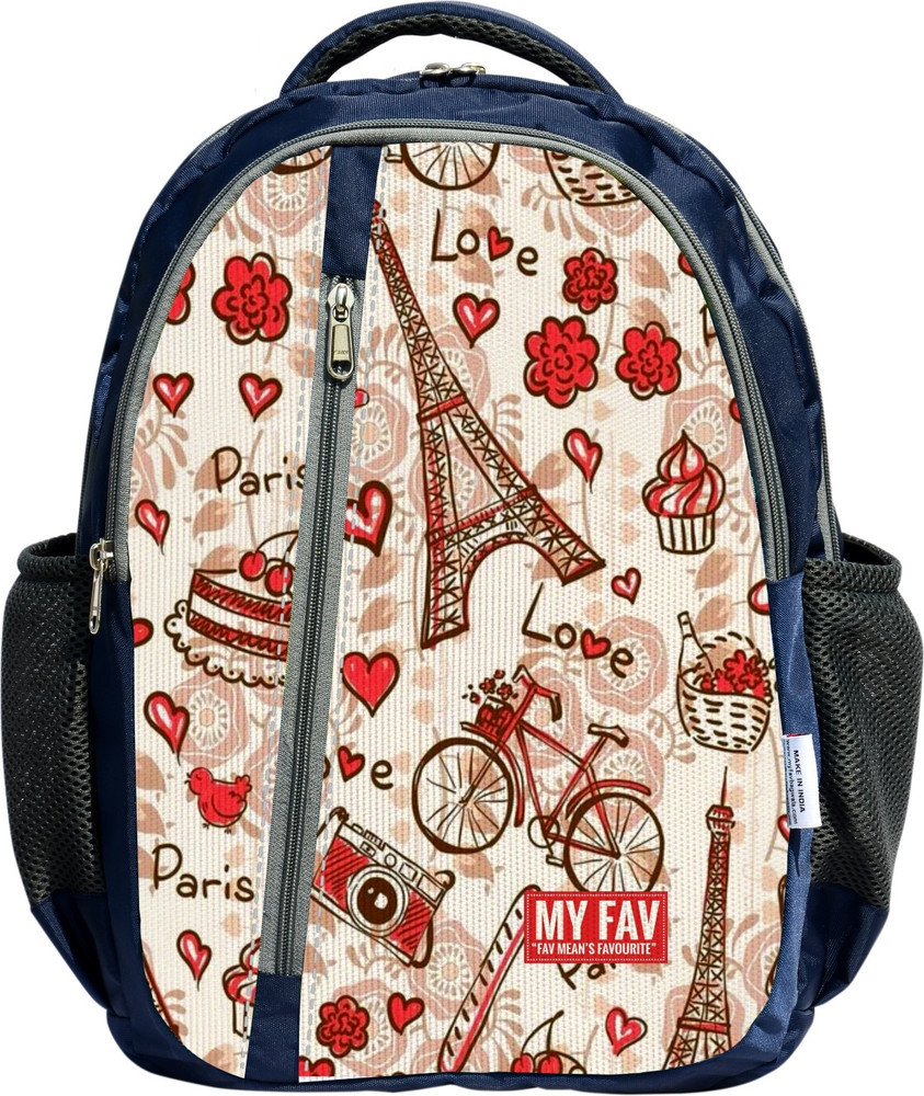 MY FAV Paris Print Laptop Backpack For Men Women School Bag For Boys Girls 35 L Laptop Backpack Red Price in India Flipkart