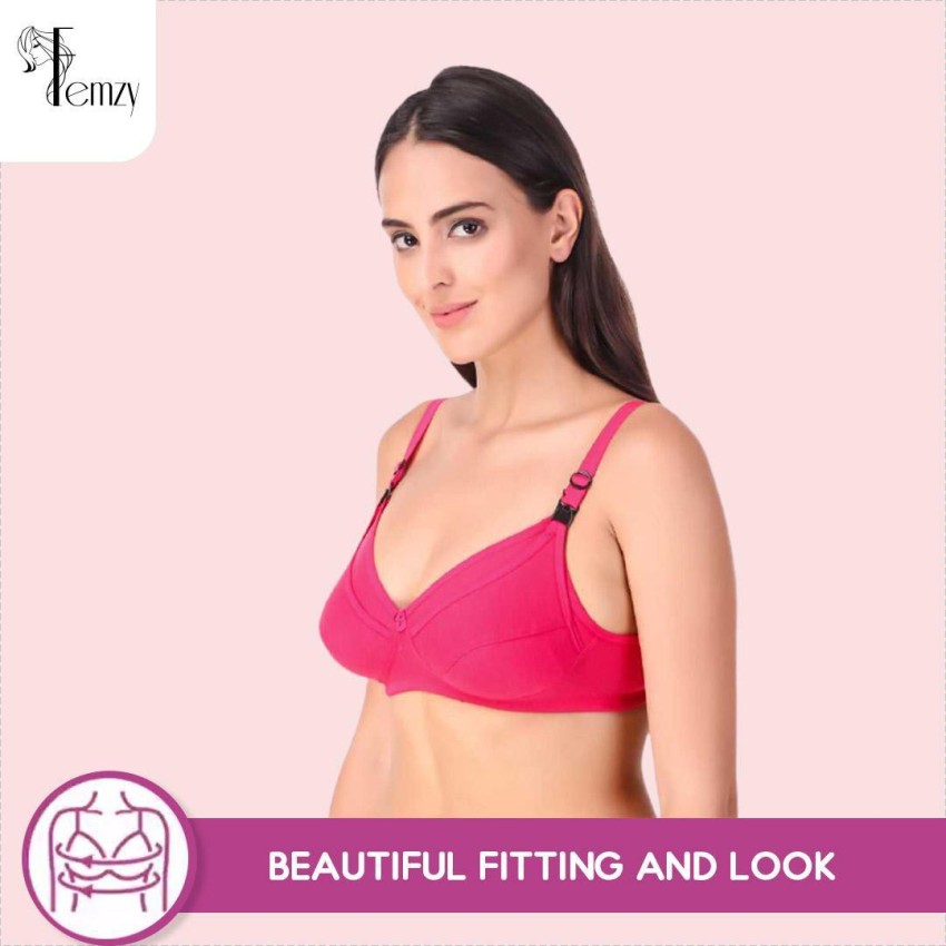 Femzy Cotton Multicolor Full Cup Non-Padded Feeding Bra Combo