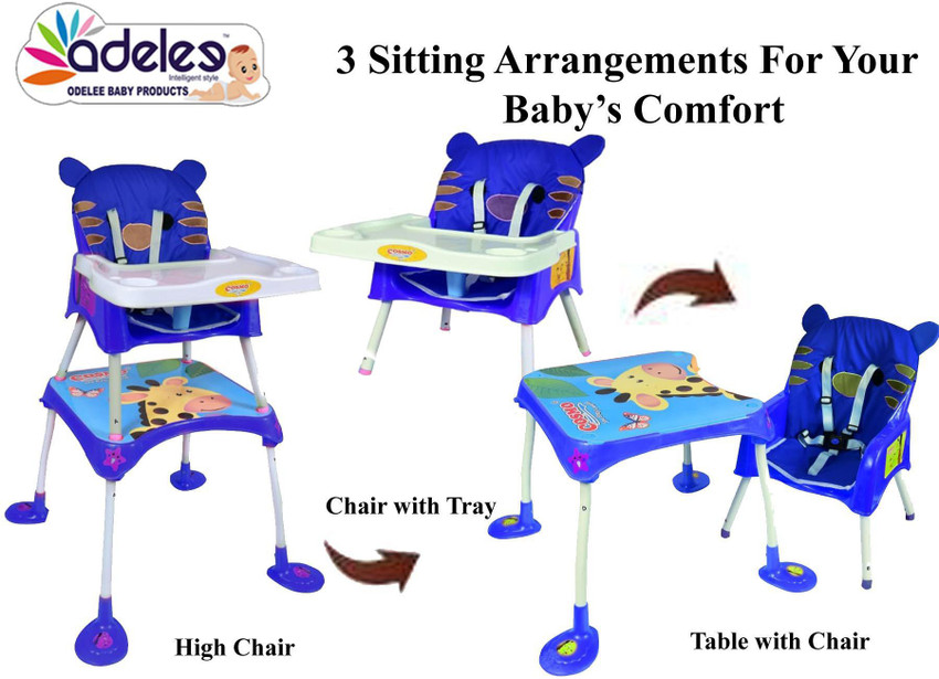 ODELEE Baby 3 in 1 Convertible Feeding Table high Chair for Baby
