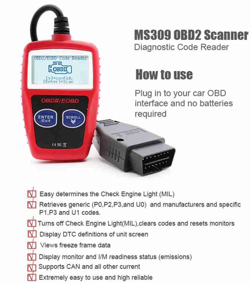 OBD2 Scanner MS309 Pro Car Engine Fault Code Reader, Battery Tester Ca –  Big sales know more about what you need