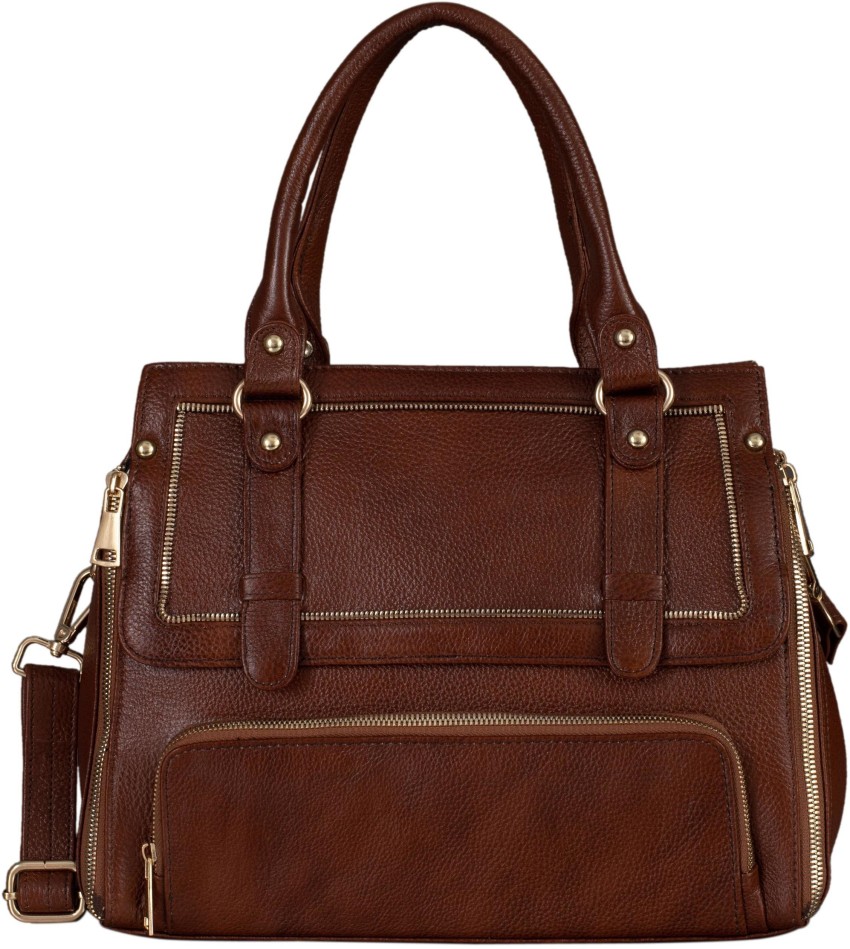 BRAND LEATHER Tan Sling Bag Women s Genuine Leather Handbags Shoulder Bag Satchel Designer Ladies Purse Crossbody Bags with Golden Metal Zipper BROWN Price in India Flipkart