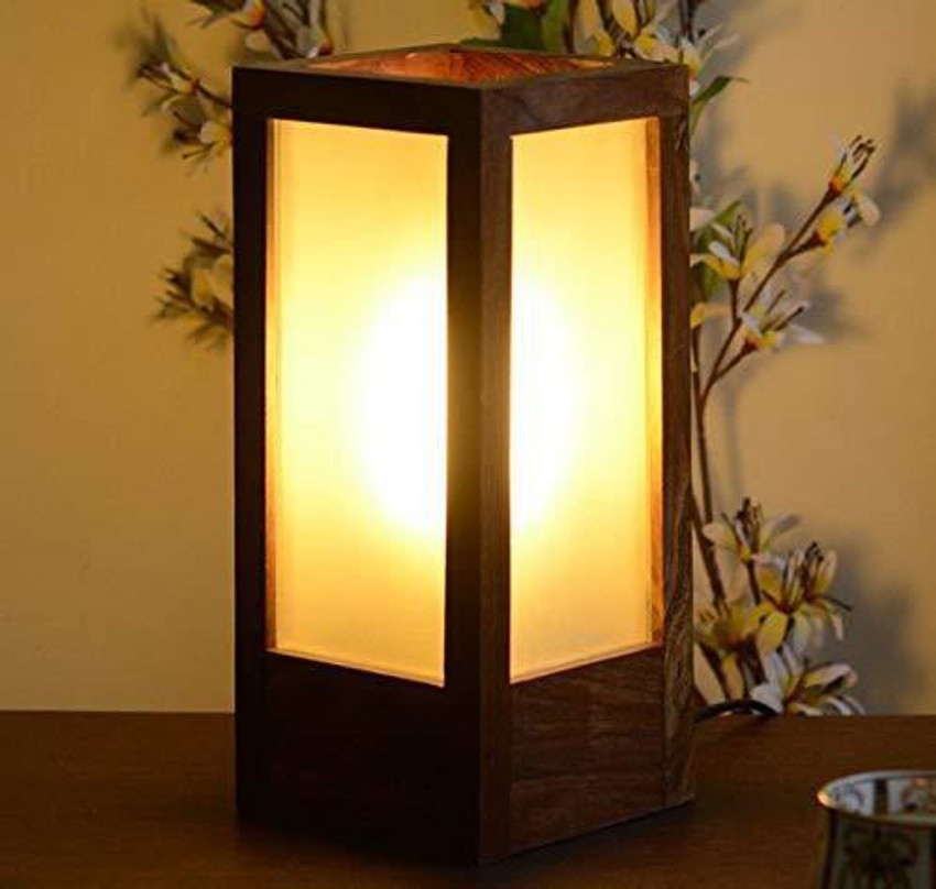 Creation India Craft Modern Frosted Glass Wooden Table Lamp for