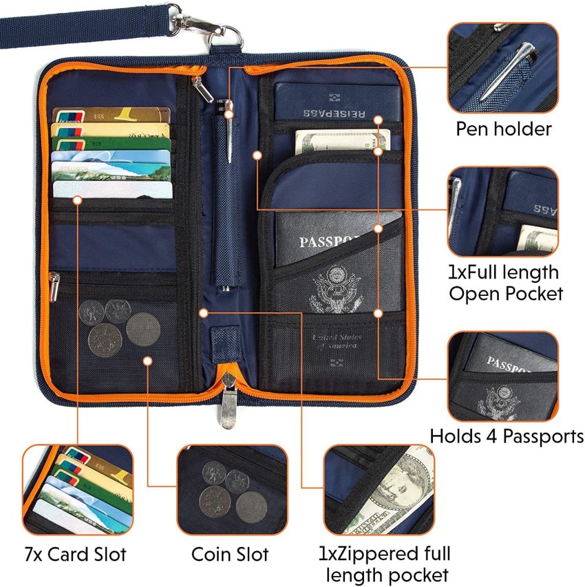 Buy Wooum Premium Quality Passport Holder with Wallet Organizer for Credit  Cards Ticket Coins Currency and Pen with Handle- Water Resistance , Blue  Online at Best Prices in India - JioMart.