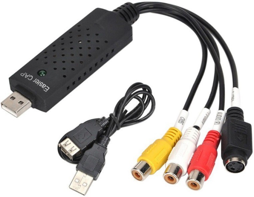 EASYCAP TV-out Cable High Quality USB 2.0 Video & Audio Capture Card  Adapter Composite RCA Input for TV DVD VHS Video Cable (Black)