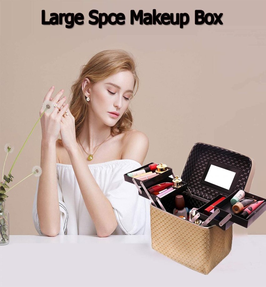 Makeup Box , Vanity Box , Jewellry Box Red ( Pack of 2 ) Multiple Function  Vanity Box ( Cream)