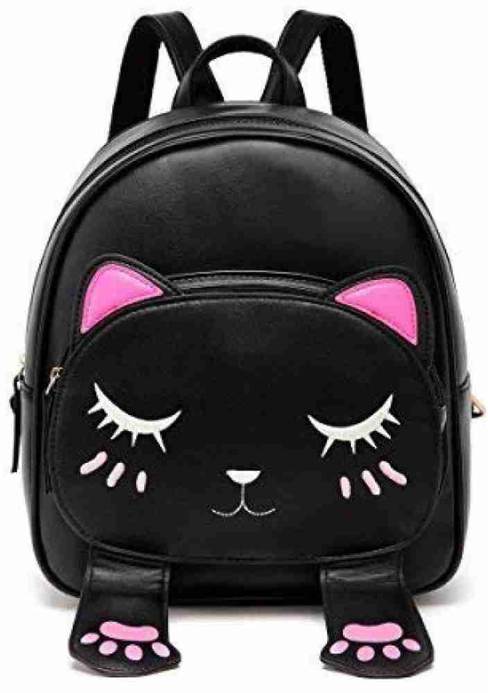 PIJUMART Cute Small Cat Style Backpack for Girls Cute Black