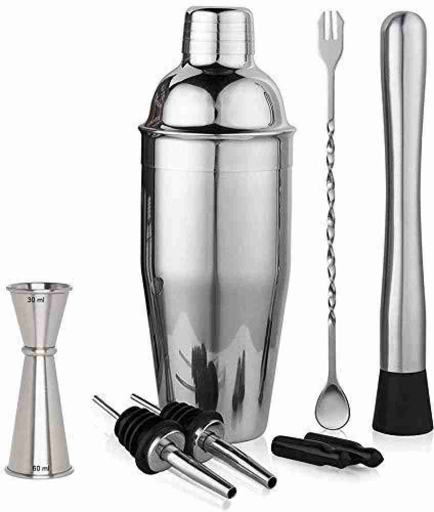 Rengvo Cocktail Shaker Bar Tool Set, Stainless Steel Martini Shaker, Mixing  Spoon, Muddler, Peg Measurer Jigger, Liquor Pourers with Dust Caps, Professional  Bar Tools 8 - Piece Bar Set Price in India 