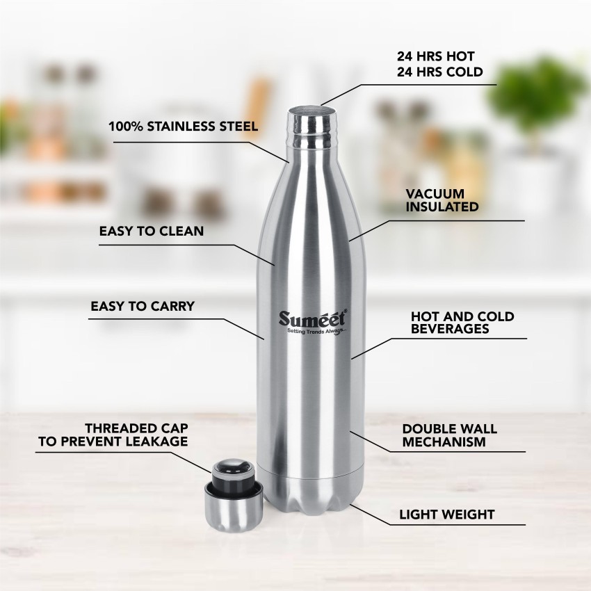Sumeet Stainless Steel Double Walled Flask / Water Bottle, with Flip L –  Sumeet Cookware
