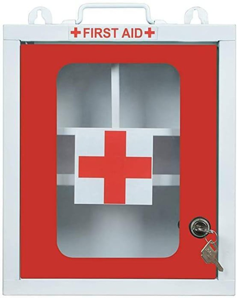 Wall Mounted Medicine Cabinet Lockable Medical Storage Box First Aid  Cupboard