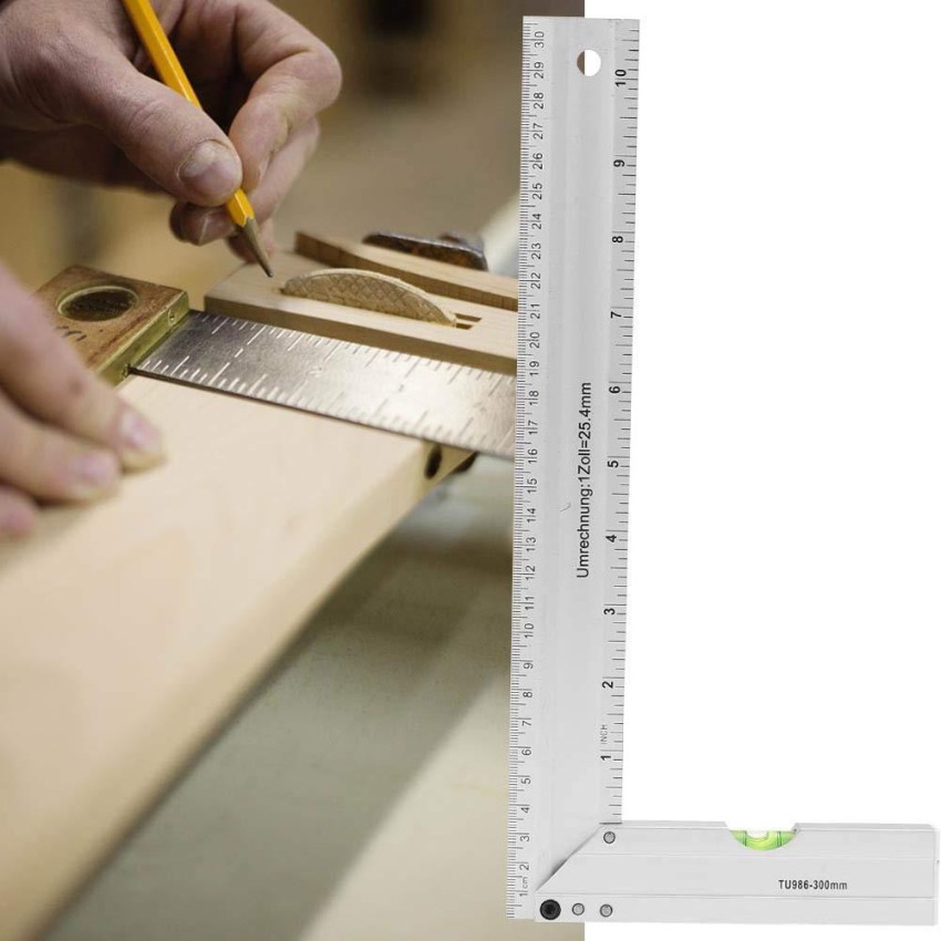 DARIT Aluminium Alloy Thickened 90 Degree Carpenter Square L-Shape Right  Angle Ruler with Bubble Level Woodworking Measuring Tool (10 Inch)  Non-magnetic Line Level Price in India - Buy DARIT Aluminium Alloy Thickened