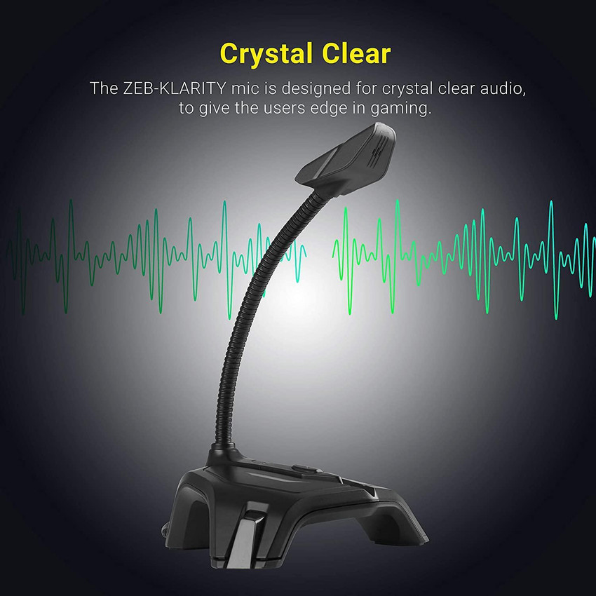 ZEBRONICS Zeb Klarity USB Gaming Mic for Recording Streaming compatible with PC Omni Directional sound pickup Flexible Neck Mute Button