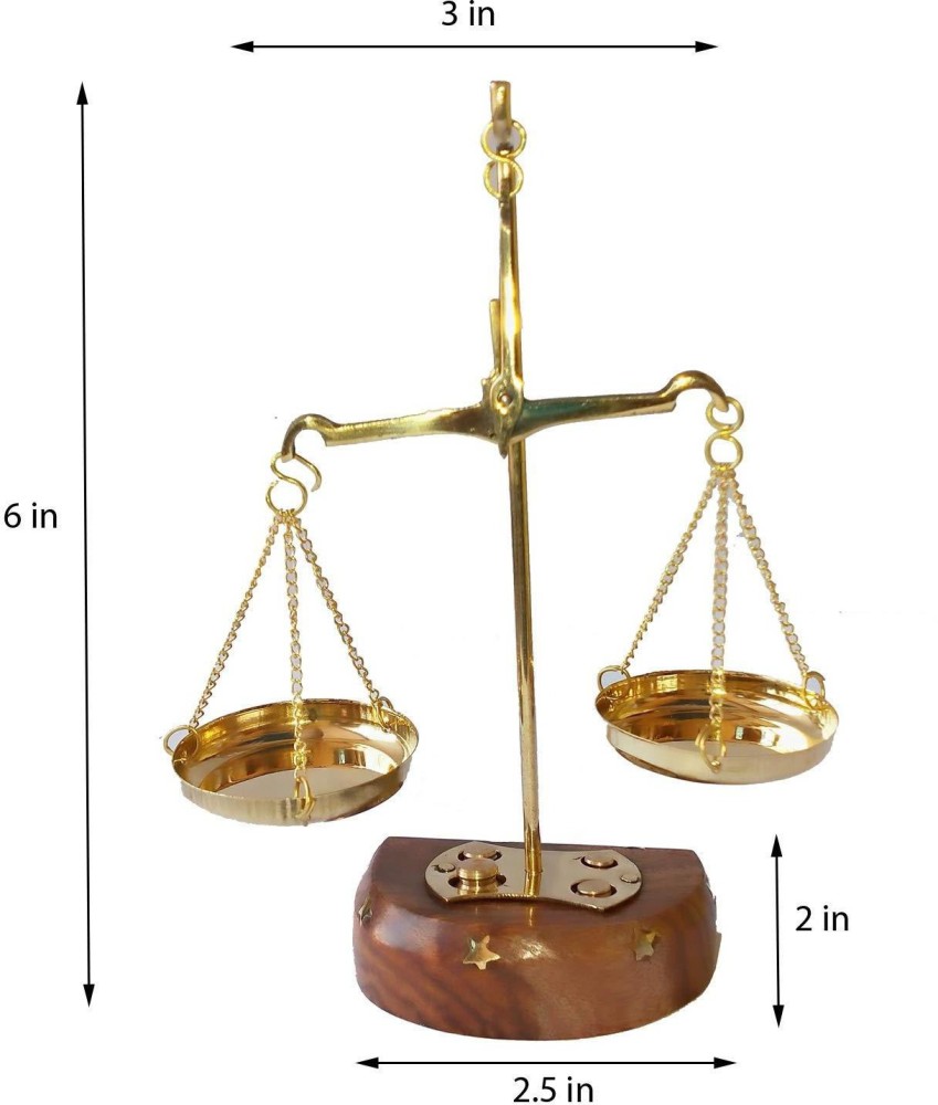 Small Brass Weight Scale With Wooden Base Table Weighing Scale