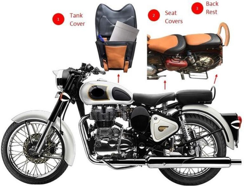 KOHLI BULLET ACCESSORIES Split Black Seat Cover Front & Rear For Royal  Enfield Classic 350.500 cc Single Bike Seat Cover For Royal Enfield  Classic, Classic 500, Classic Chrome, Classic Desert Storm, Classic