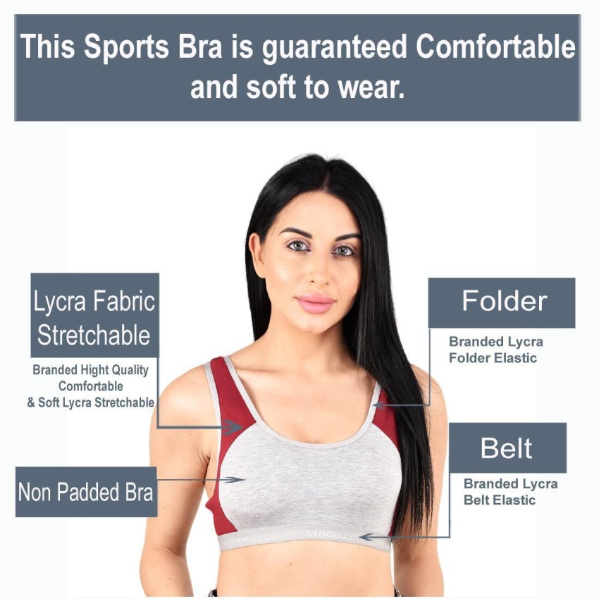 STOGBULL Beautiful Best Quality Cotton Lycra Sports Bra for Girls