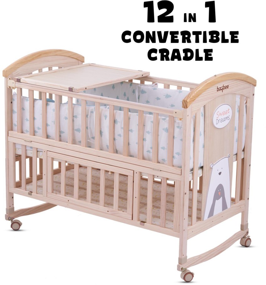 baybee 12 in 1 Multifunctional Wooden Cradle for Baby New Born