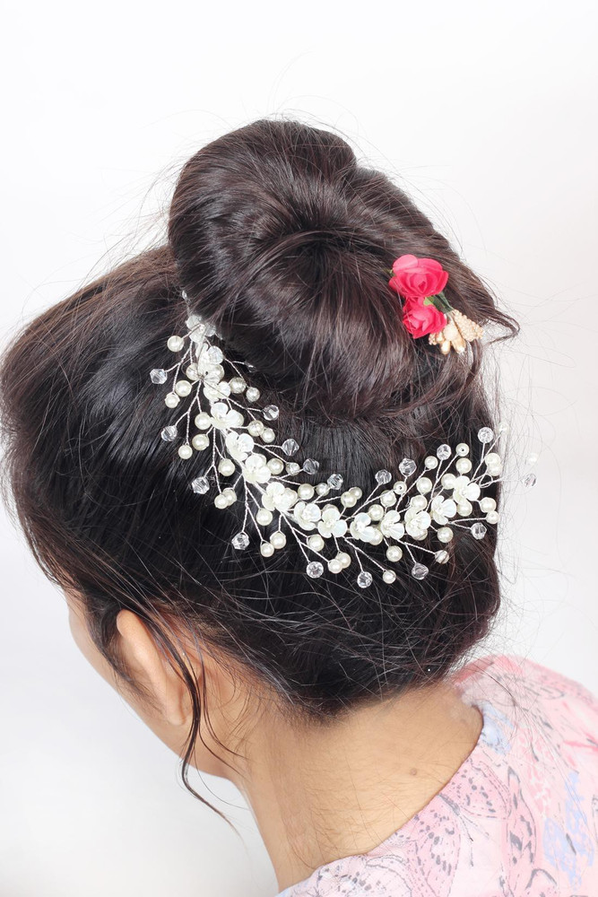 Ritzkart Stone With White Pearl Brooch Hair Bun Beautiful Hair