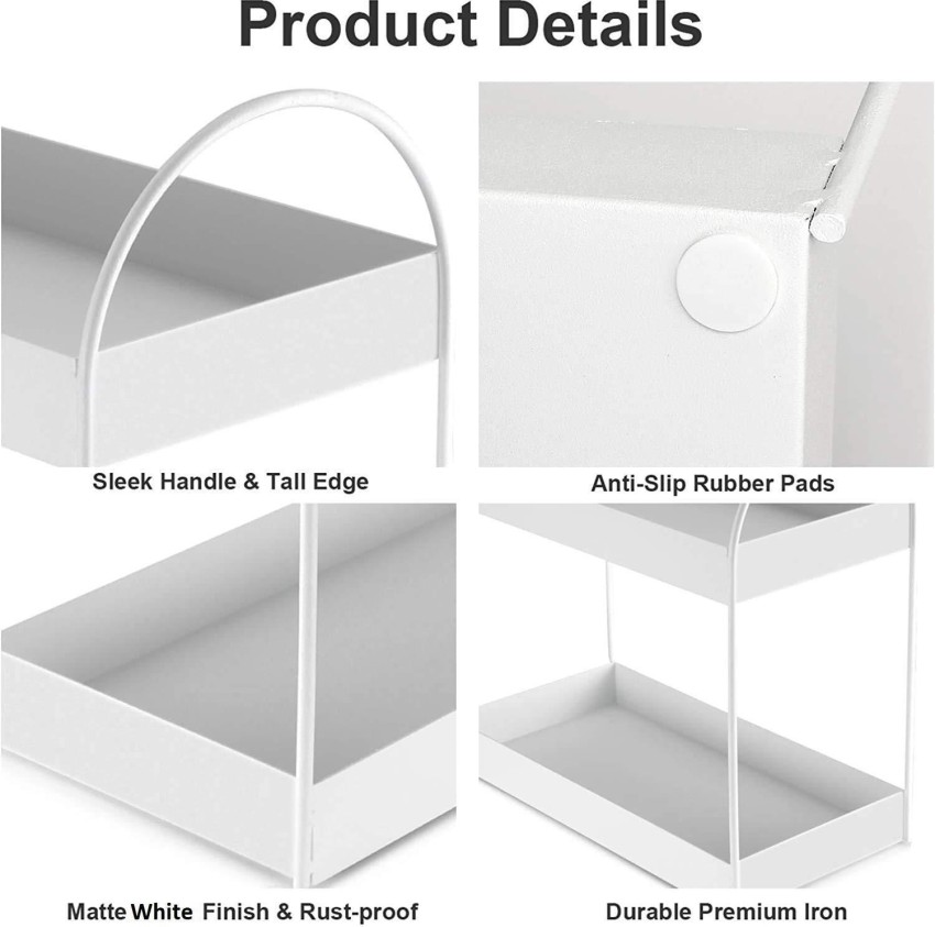 2 Tier Curved Edge Storage Shelf, White 