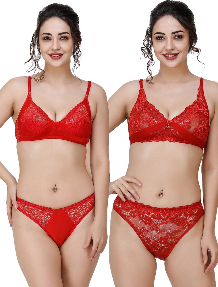 Buy online Pink Lace Bra And Panty Set from lingerie for Women by Docare  for ₹339 at 58% off