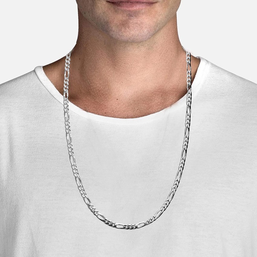 Solid 925 Sterling Silver Figaro Chain Necklace For Men And Women