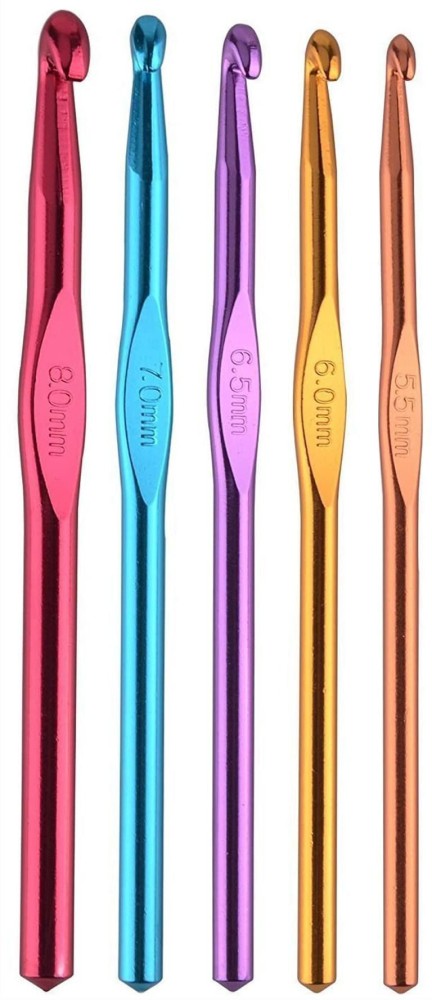 Vardhman Aluminum Multicolor Crochet Hooks 5.50 to 8 mm, pack of 5  knitting, MADE IN INDIA pins Hand Sewing Needle Price in India - Buy  Vardhman Aluminum Multicolor Crochet Hooks 5.50 to