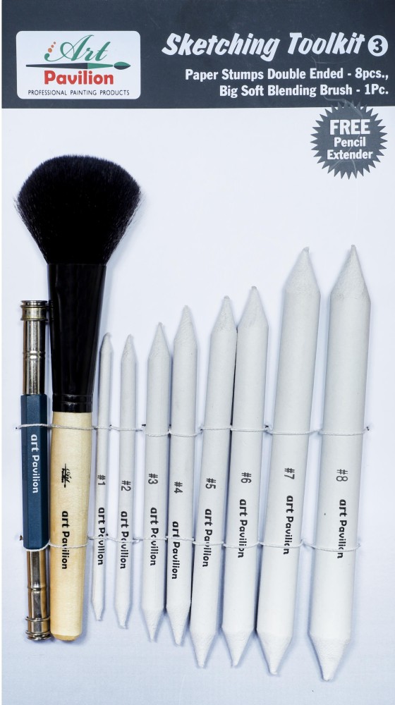 ART PAVILION The Pingaksho | Combo Pack | Pastel Blending Brush | For  Painting & Foundation + Charcoal Smudger Blender | Black Colour | For  Charcoal