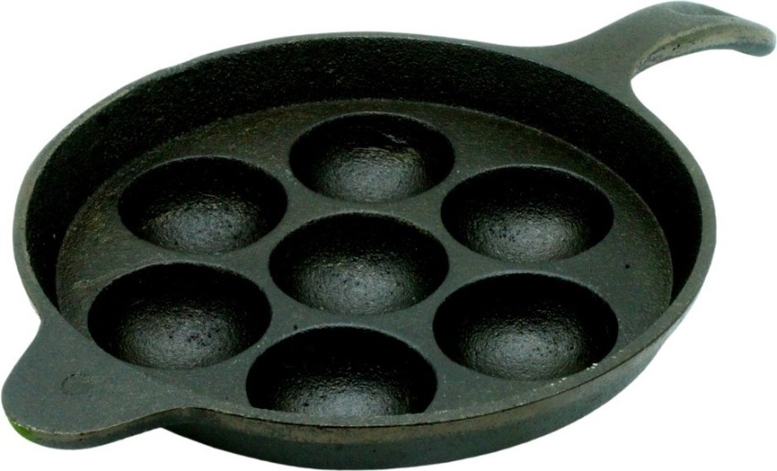 Cast Iron Paniyaram Pan 9 Pits, Pre-Seasoned, 17cm