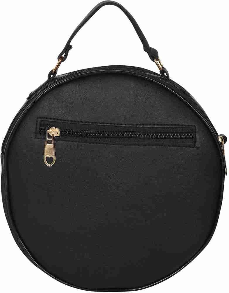 Black round sling bag top