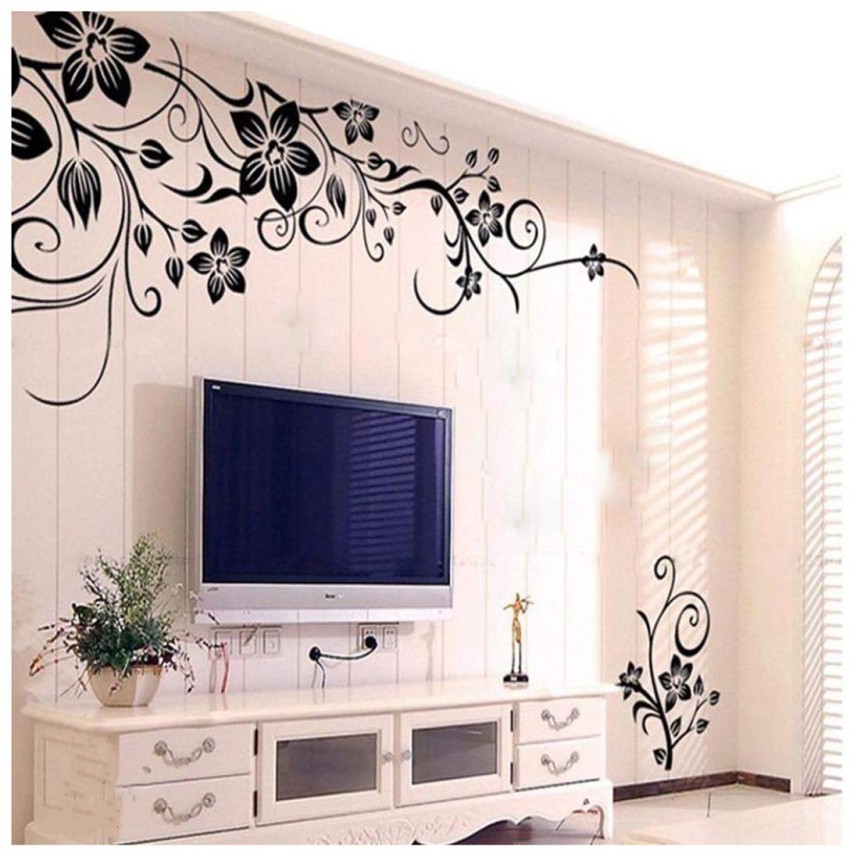 Kayra Decor Latest Large Size Hibiscus Flower with Butterfly Wall Design  Stencils for Wall Painting and Home Wall Decoration Suitable for Room Decor