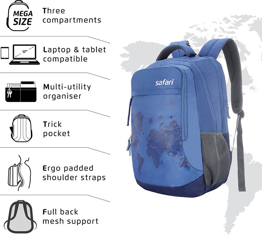 SAFARI WorldMap 35 L Medium Laptop Backpack