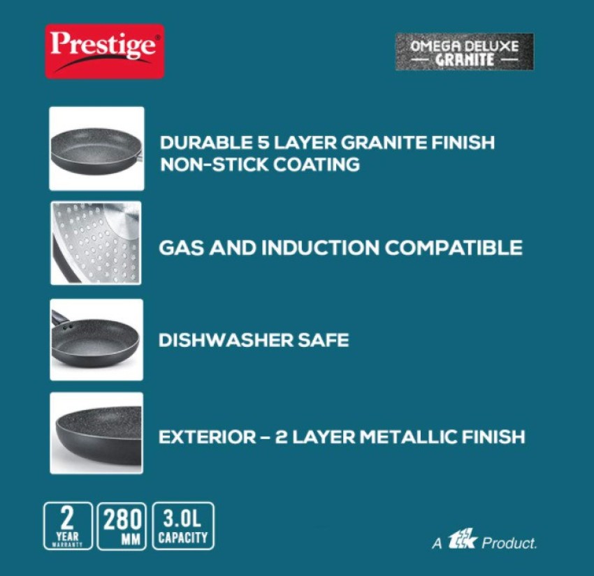 Prestige Omega Deluxe Induction Base Non-Stick Aluminium Flat Dosa Tawa,  280mm