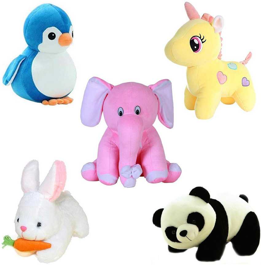 TITLEE Soft Toys Combo in Low Budget Unicorn Panda Rabbit Penguin Pink Elephant 28 cm Soft Toys Combo in Low Budget Unicorn Panda Rabbit Penguin Pink Elephant