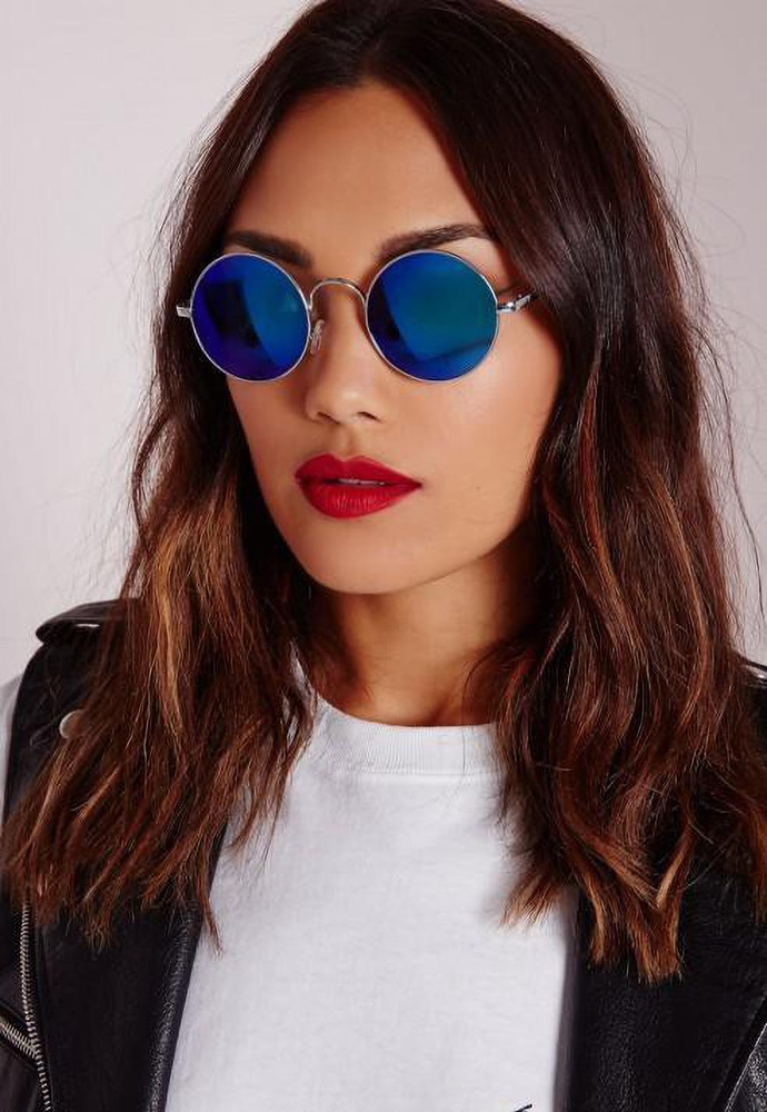 Blue sunglasses round outlet
