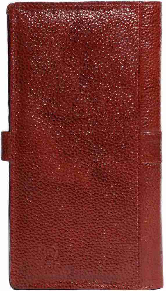 Leather Passport Cover - Brown, Red