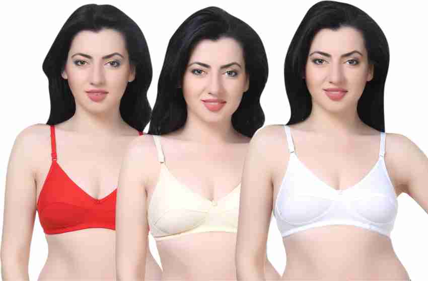 Buy Lady One Women Beige Cotton Blend Full Coverage Non Padded Bra