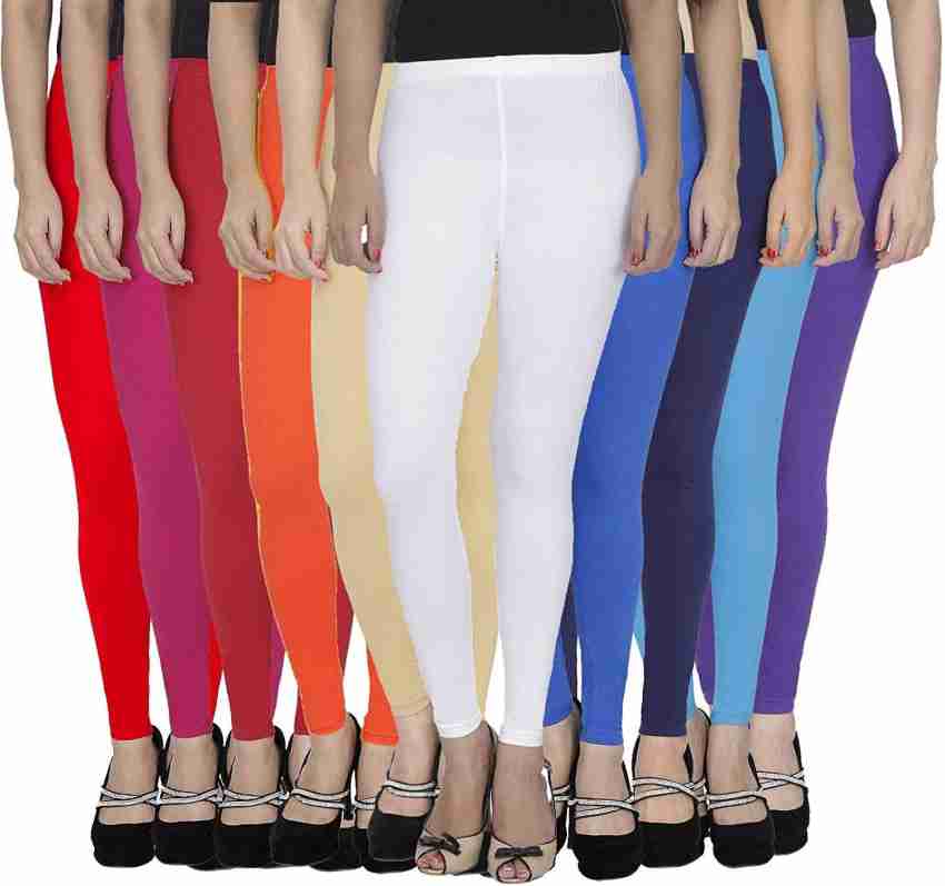 Aaru Collection Women's Cotton Churidar Leggings, Combo Pack of 5, Multi  Color, Free Size
