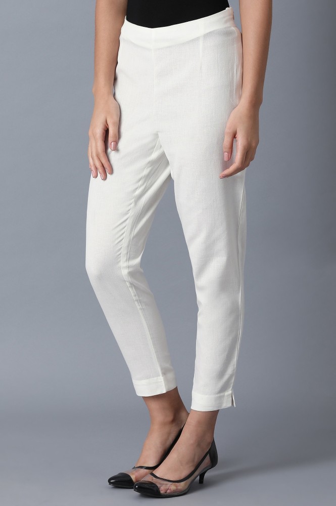 Women's white shop slim trousers