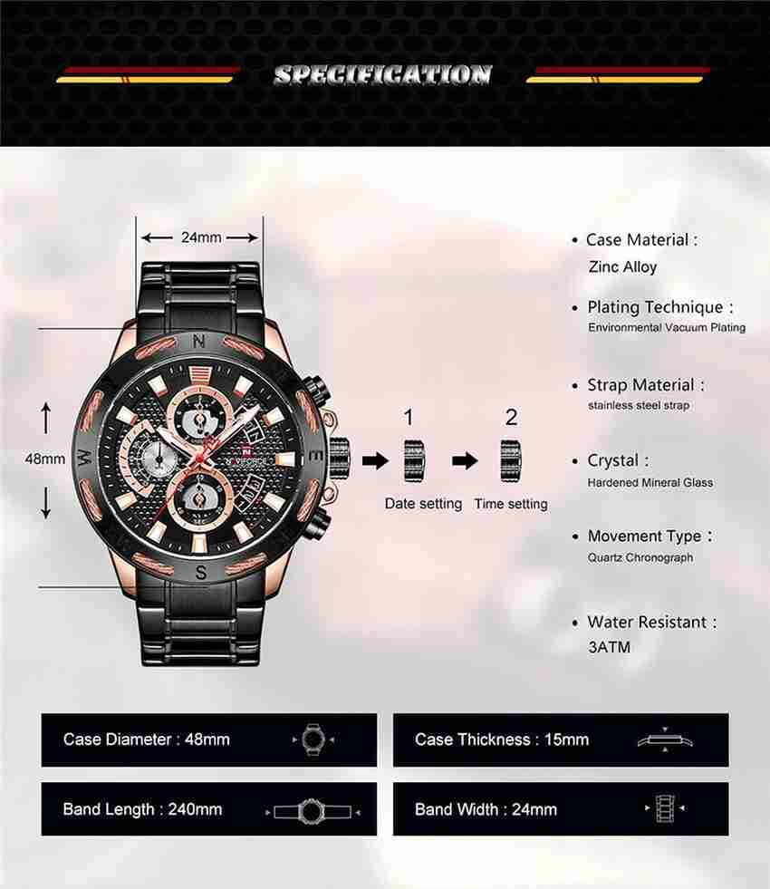 NAVIFORCE NF9165 BKG NF9165 Analog Watch For Men Buy