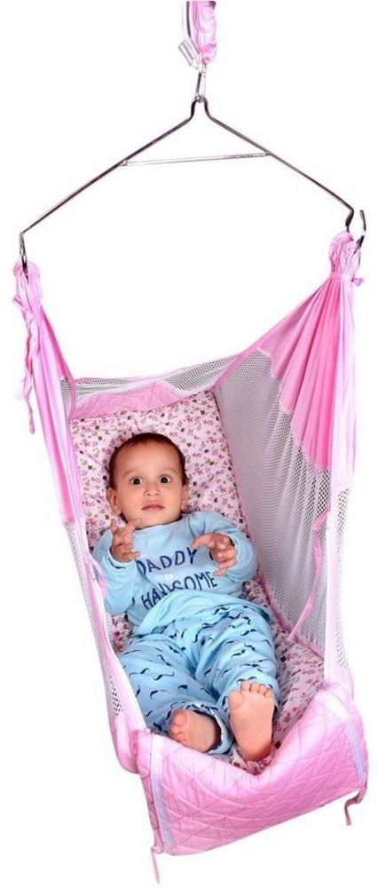 Kidzy King Baby Hammock Pink with Hanging Link Chain Spring Set